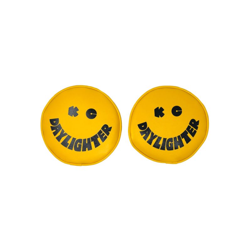 KC HiLiTES 6" Yellow Vinyl Retro Cover w/ "KC DAYLIGHTER" Smiley Face (Pair)