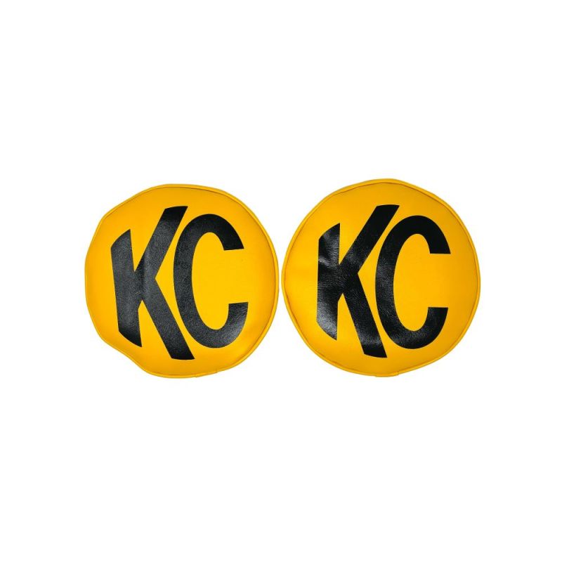 KC HiLiTES 8" Yellow Vinyl Retro Cover w/ Black KC Soft (Pair)