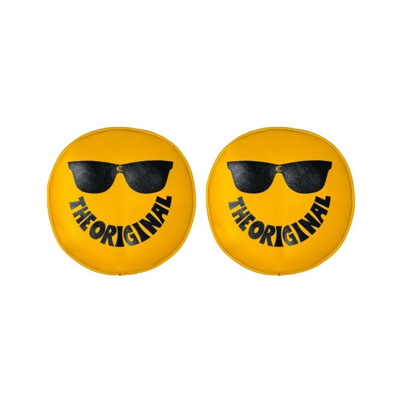 KC HiLiTES 6" Yellow Vinyl Retro Cover w/ "THE ORIGINAL" Smiley Sunglasses (Pair)