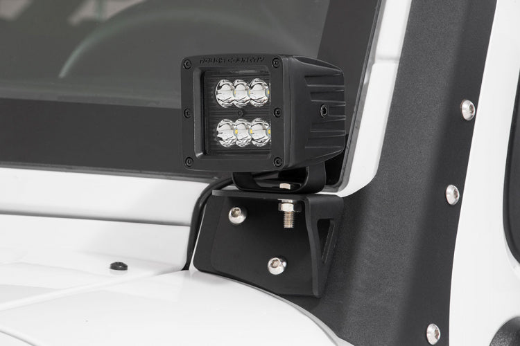 Rough Country 2-Inch Square Cree LED Lights - Pair | Black Series | Spot