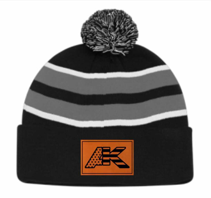 Leather Patch Beanie - Tri-Color